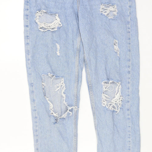 Denim & Co. Womens Blue Cotton Tapered Jeans Size 8 L30 in Regular Zip