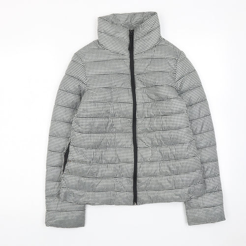 Springfield Womens Black Geometric Quilted Jacket Size S Zip