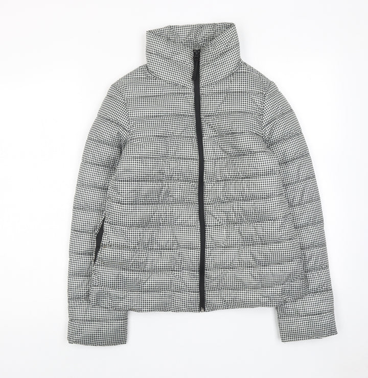 Springfield Womens Black Geometric Quilted Jacket Size S Zip