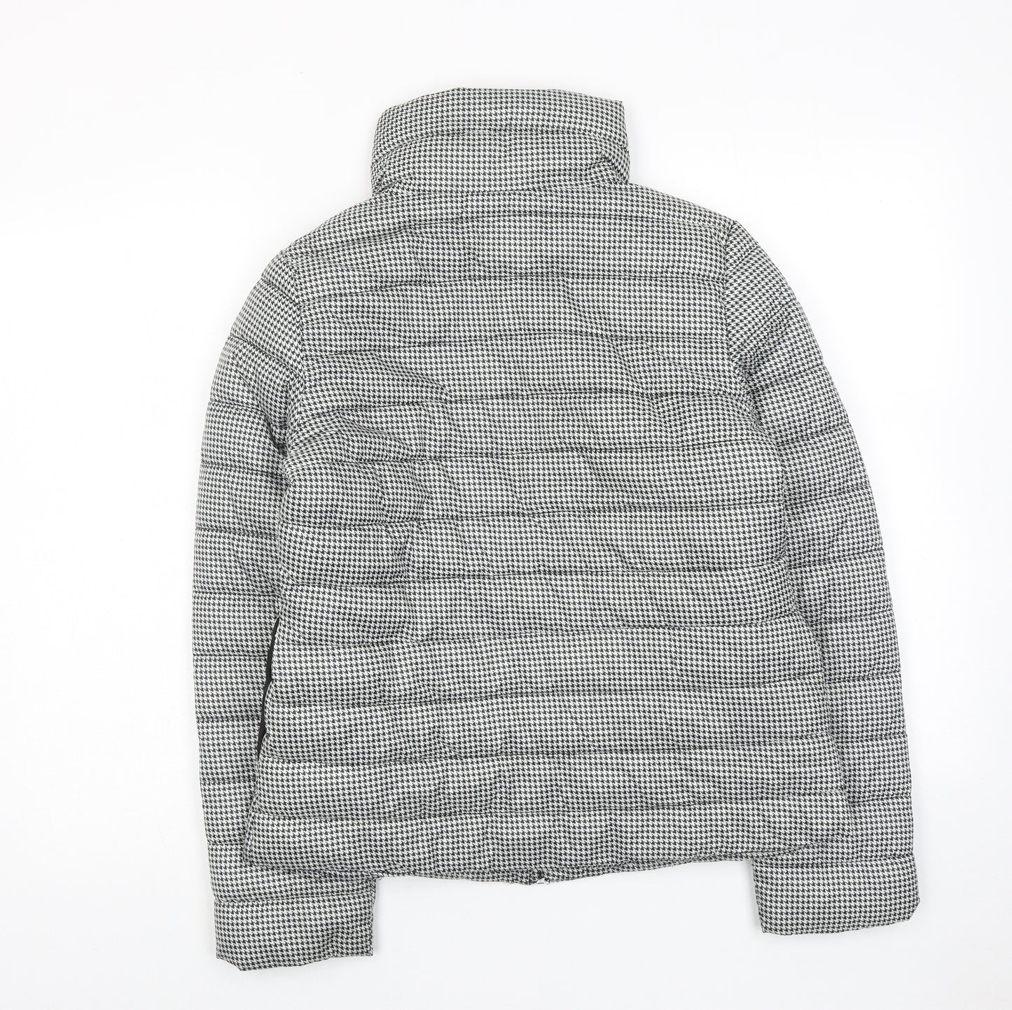 Springfield Womens Black Geometric Quilted Jacket Size S Zip