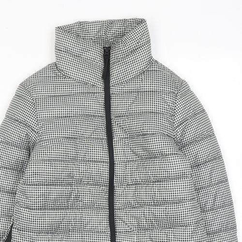 Springfield Womens Black Geometric Quilted Jacket Size S Zip