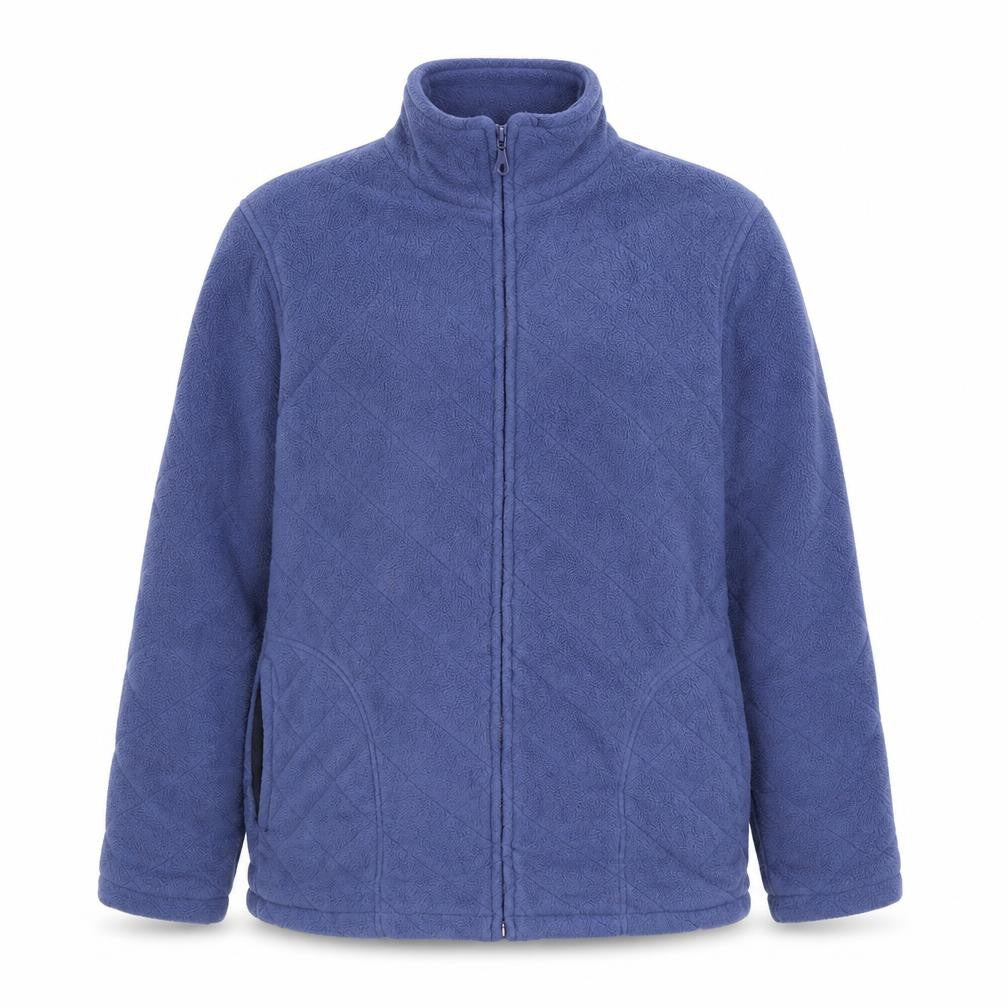 Front view of Hawkshead men’s blue quilted jacket, size S, zip