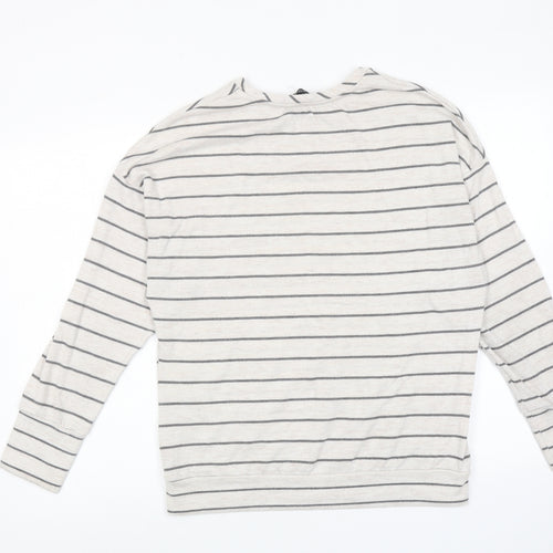 Dorothy Perkins Womens Beige Striped Polyester Pullover Sweatshirt Size 14 Pullover