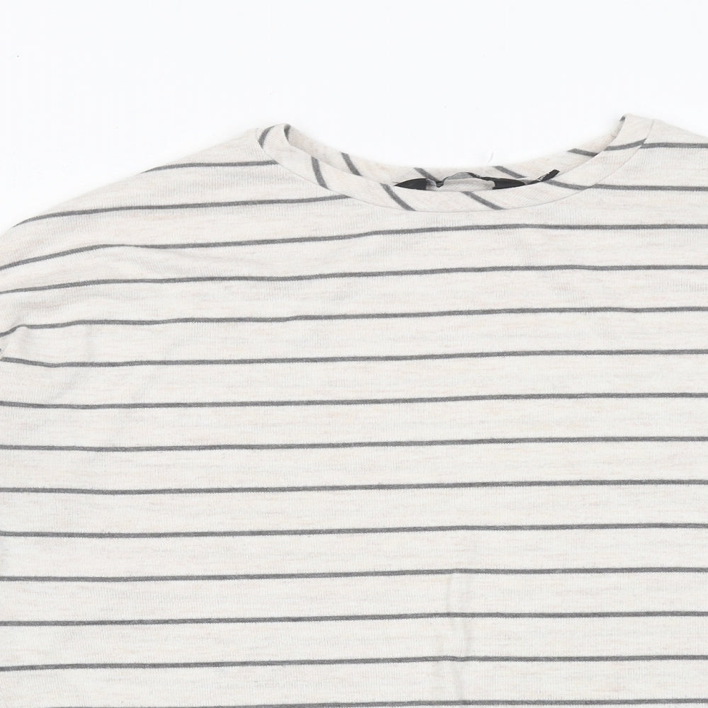 Dorothy Perkins Womens Beige Striped Polyester Pullover Sweatshirt Size 14 Pullover
