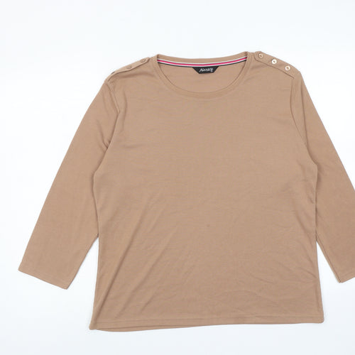 Alexander Womens Brown Round Neck Polyester Pullover Jumper Size 20