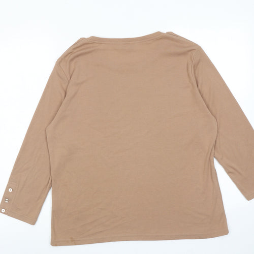Alexander Womens Brown Round Neck Polyester Pullover Jumper Size 20