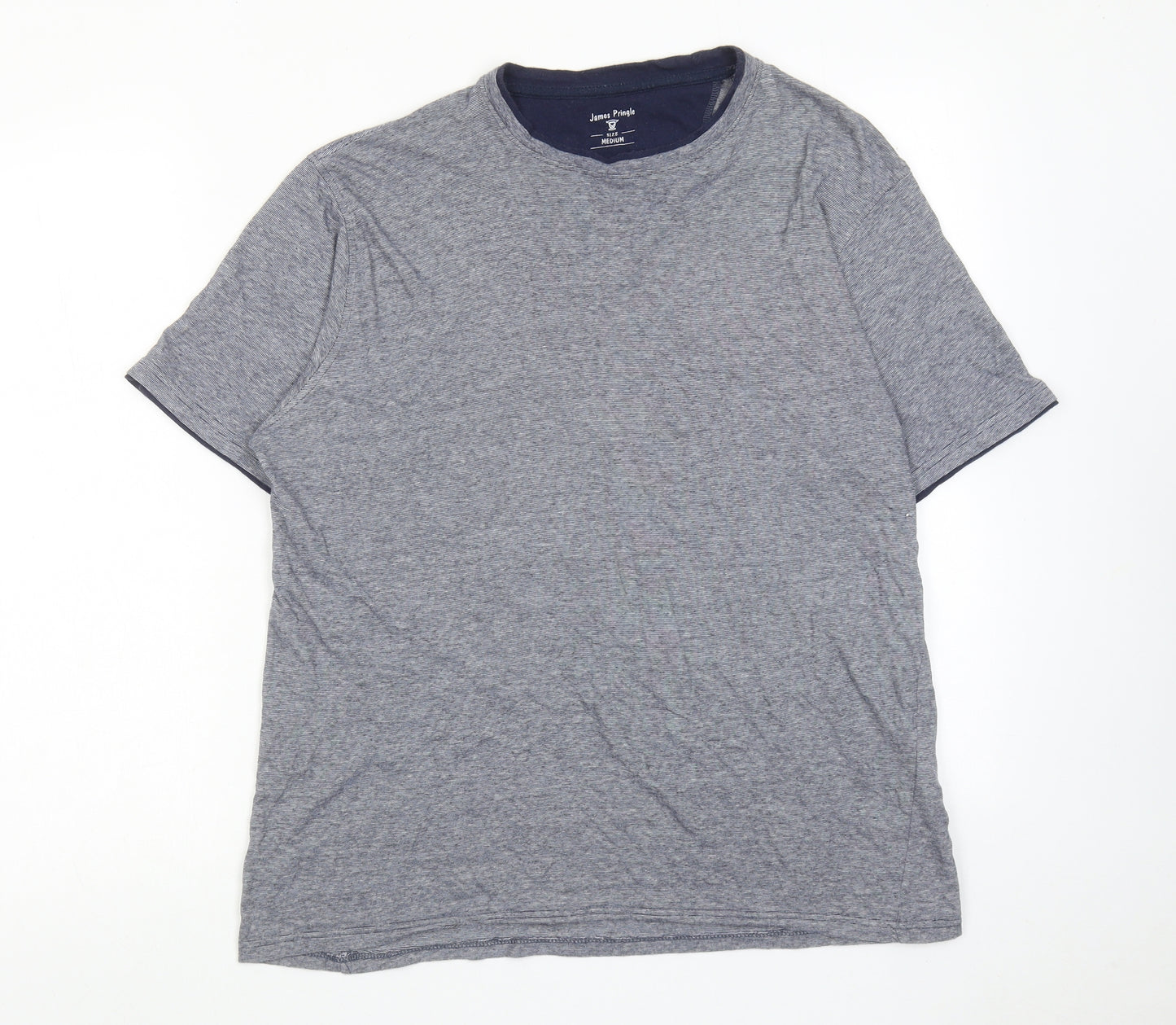 James Pringle Mens Blue Cotton T-Shirt Size M Round Neck