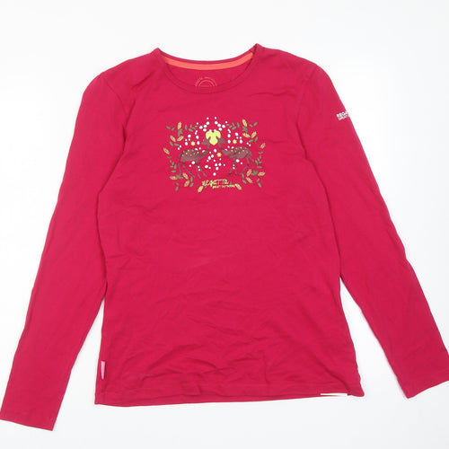 Regatta Girls Pink Cotton Basic T-Shirt Size 15-16 Years Round Neck Pullover - Bambi