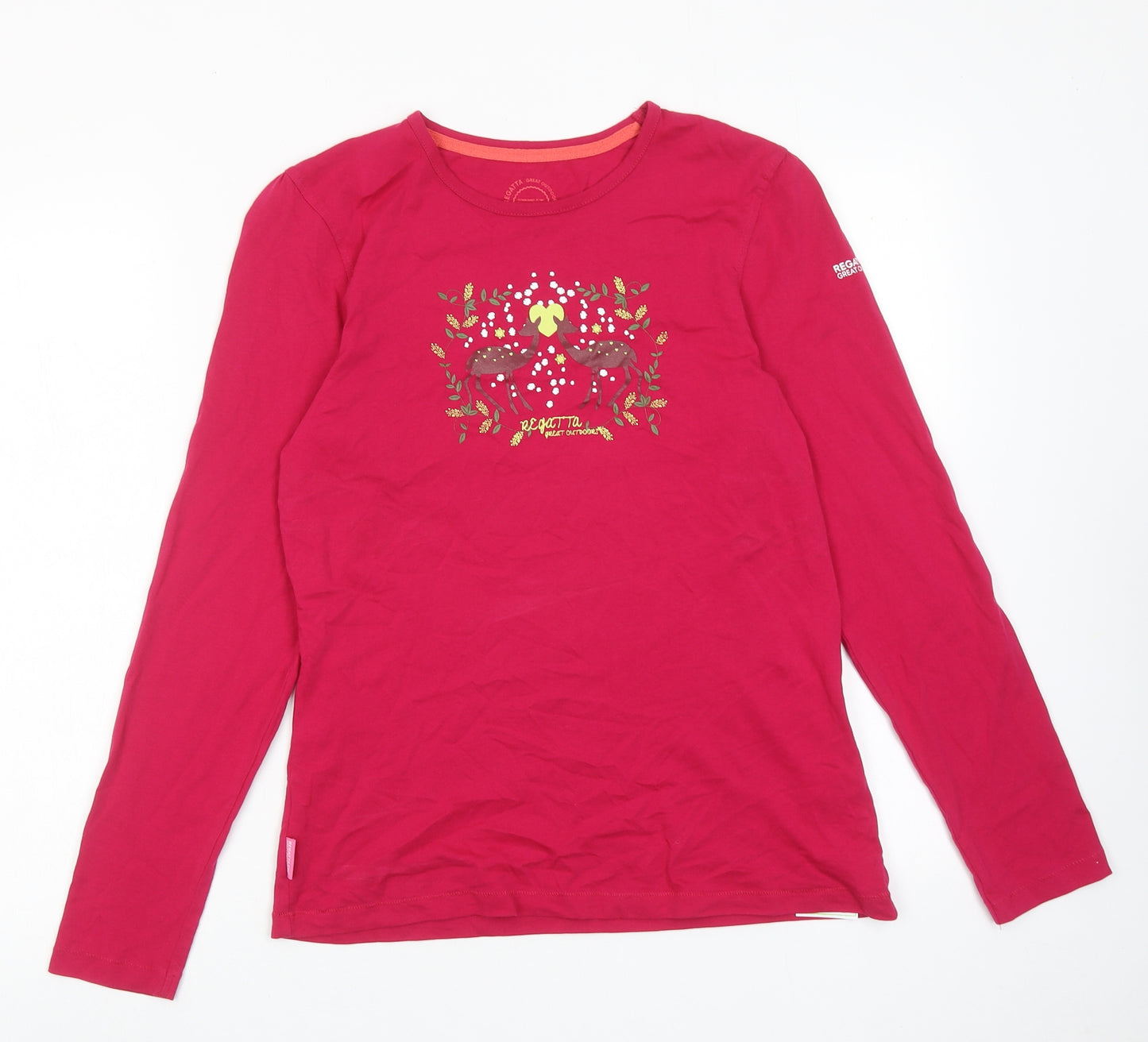 Regatta Girls Pink Cotton Basic T-Shirt Size 15-16 Years Round Neck Pullover - Bambi