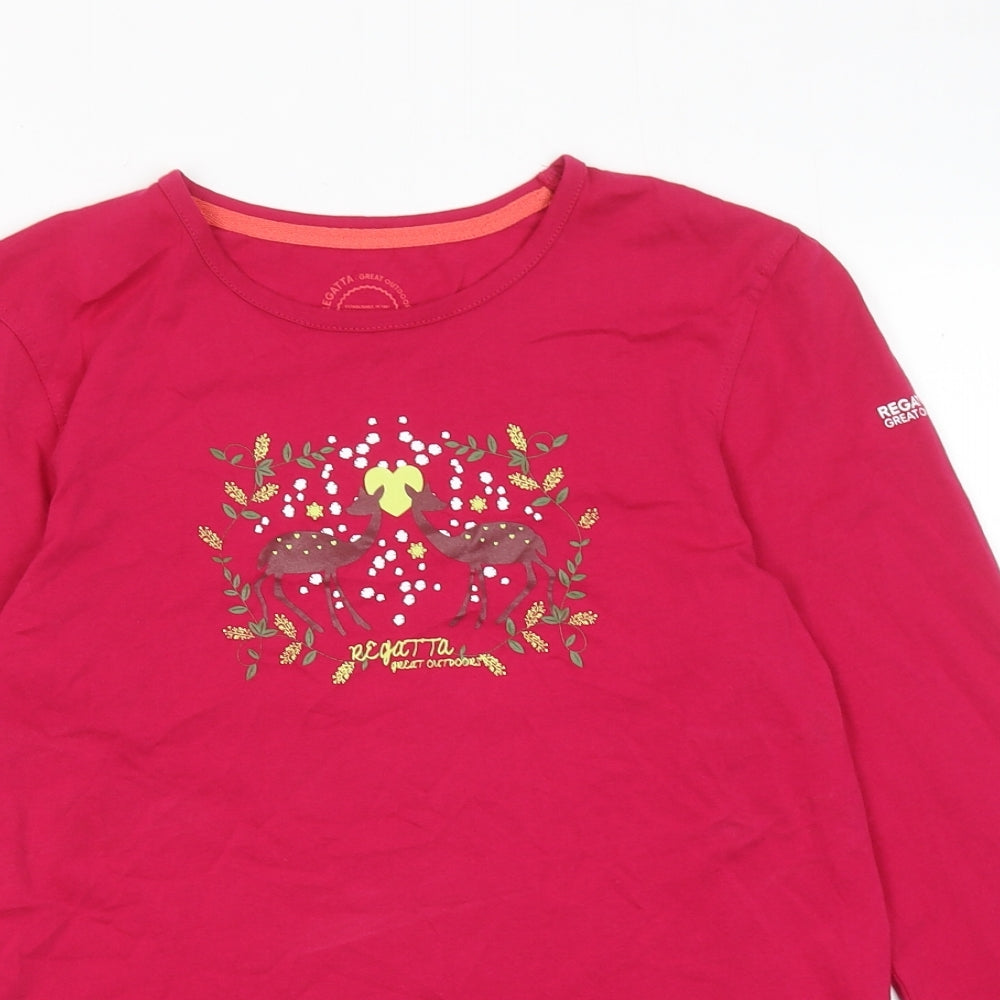 Regatta Girls Pink Cotton Basic T-Shirt Size 15-16 Years Round Neck Pullover - Bambi