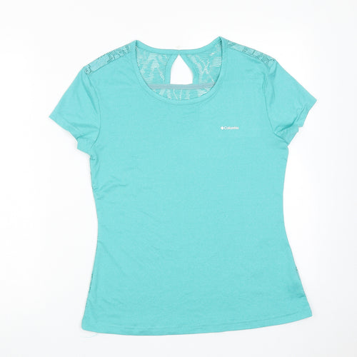 Columbia Womens Blue Polyester Basic T-Shirt Size M Scoop Neck Pullover