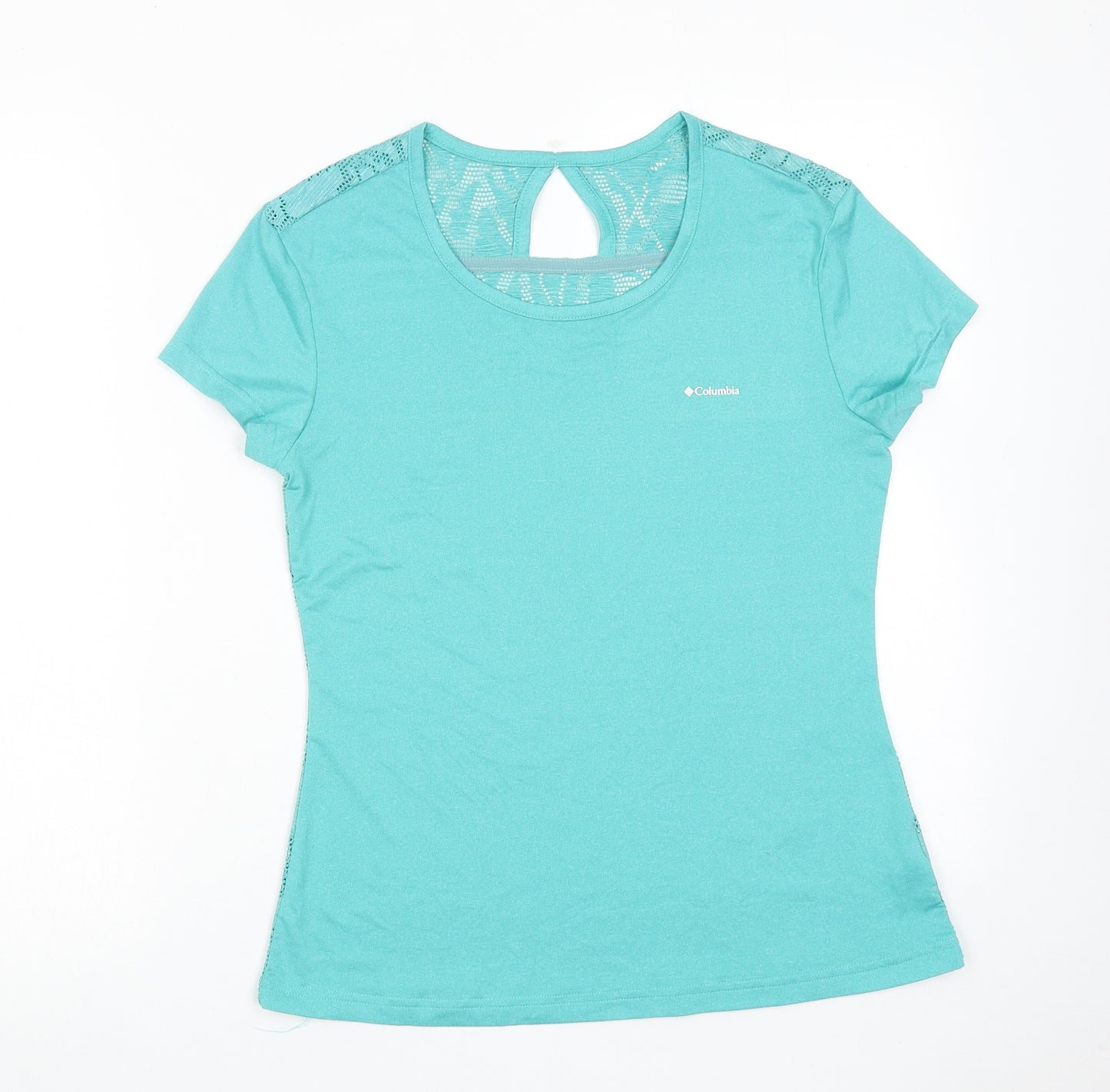 Columbia Womens Blue Polyester Basic T-Shirt Size M Scoop Neck Pullover