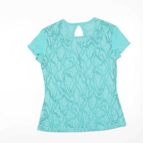 Columbia Womens Blue Polyester Basic T-Shirt Size M Scoop Neck Pullover