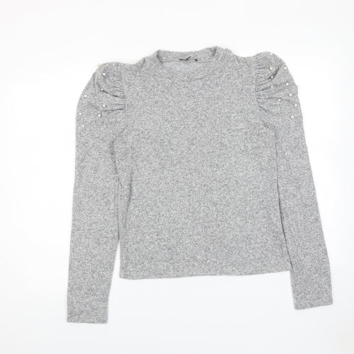 Zara Womens Grey Round Neck Polyester Pullover Jumper Size M