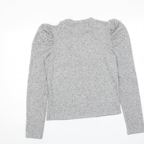 Zara Womens Grey Round Neck Polyester Pullover Jumper Size M