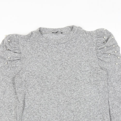Zara Womens Grey Round Neck Polyester Pullover Jumper Size M
