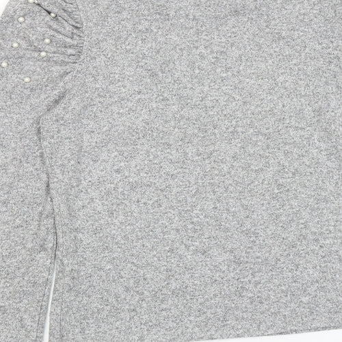Zara Womens Grey Round Neck Polyester Pullover Jumper Size M