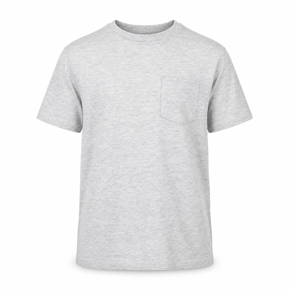 Front view of Marks & Spencer boys’ grey cotton basic t-shirt, size 10-11, years round neck pullover