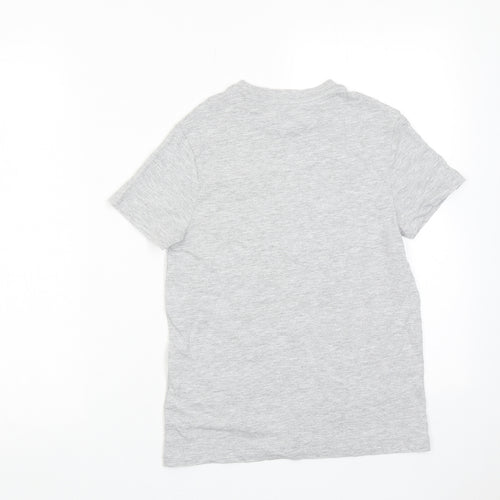 Marks and Spencer Boys Grey Cotton Basic T-Shirt Size 10-11 Years Round Neck Pullover