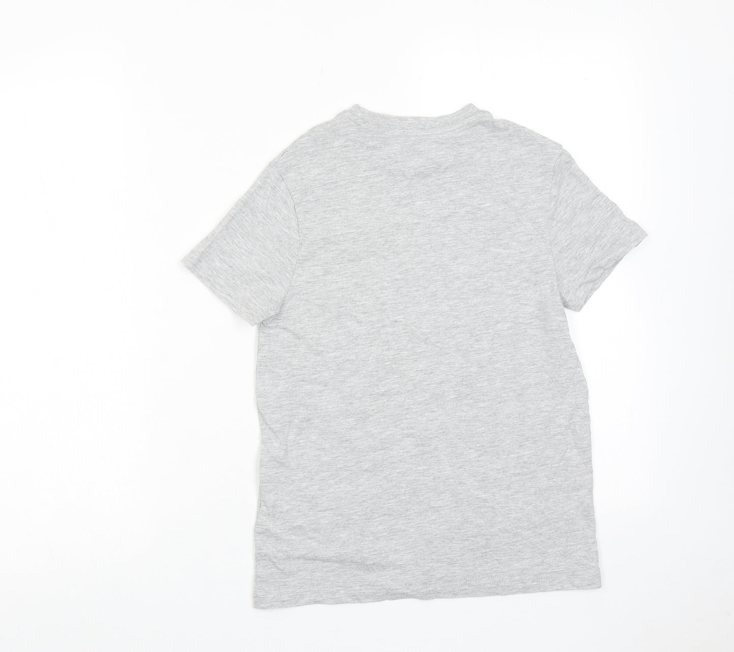 Marks and Spencer Boys Grey Cotton Basic T-Shirt Size 10-11 Years Round Neck Pullover