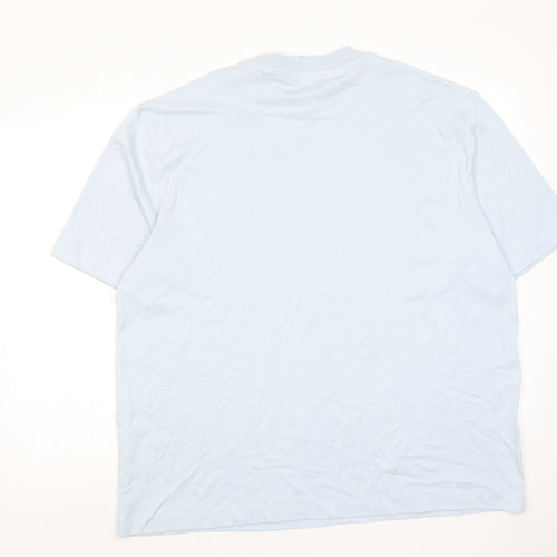 Zara Mens Blue Cotton T-Shirt Size XL Round Neck