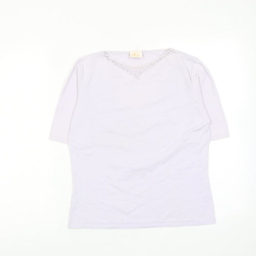 Country Casuals Womens Purple Viscose Basic Blouse Size M Round Neck