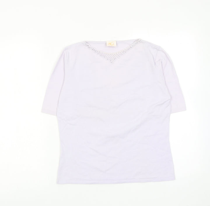 Country Casuals Womens Purple Viscose Basic Blouse Size M Round Neck