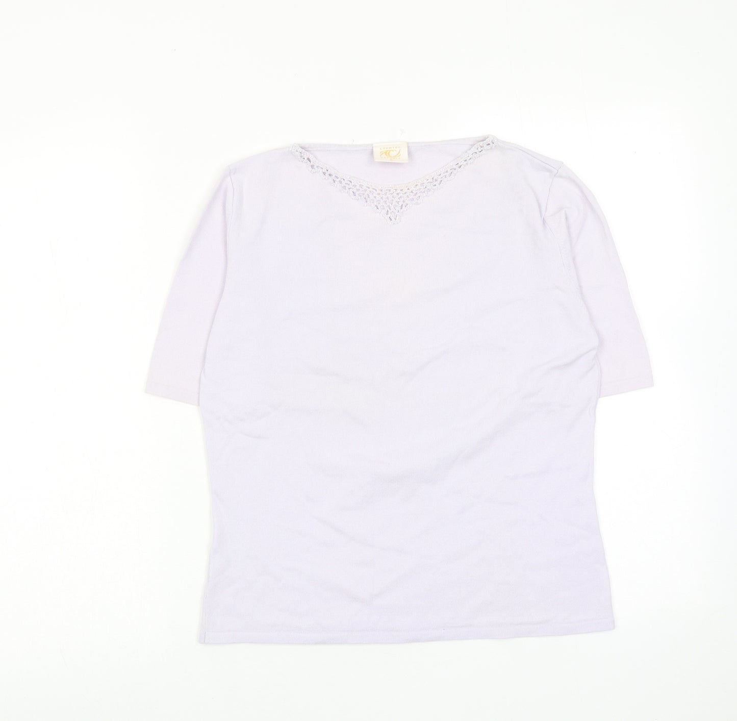 Country Casuals Womens Purple Viscose Basic Blouse Size M Round Neck