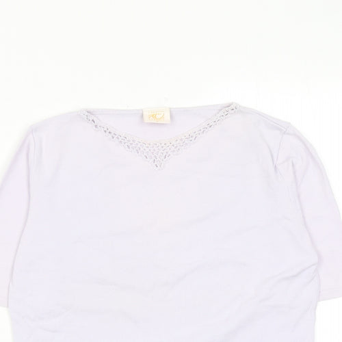 Country Casuals Womens Purple Viscose Basic Blouse Size M Round Neck