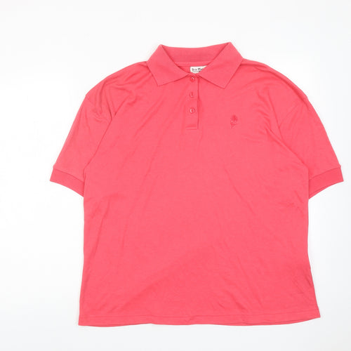 Bonmarché Womens Pink Cotton Basic Polo Size L Collared