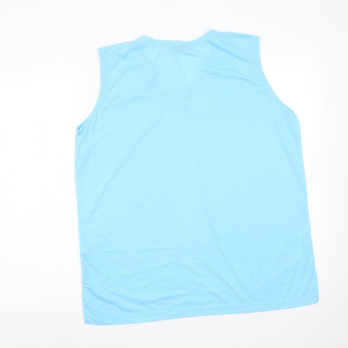 Hoang Womens Blue Polyester Basic Tank Size XL V-Neck