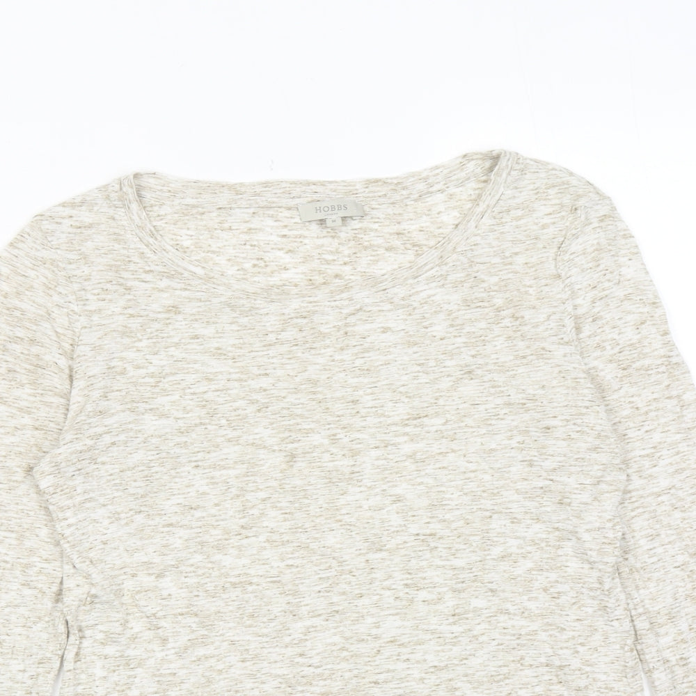 Hobbs Womens Brown Geometric Viscose Basic T-Shirt Size M Round Neck