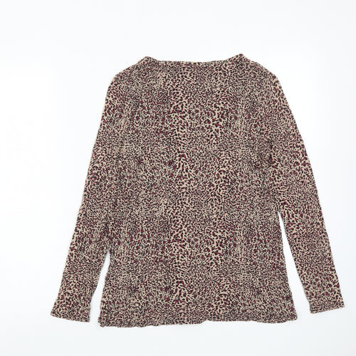 Marks and Spencer Womens Multicoloured Animal Print Viscose Basic Blouse Size 8 Round Neck - Leopard Print