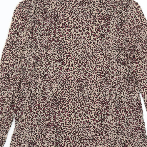 Marks and Spencer Womens Multicoloured Animal Print Viscose Basic Blouse Size 8 Round Neck - Leopard Print