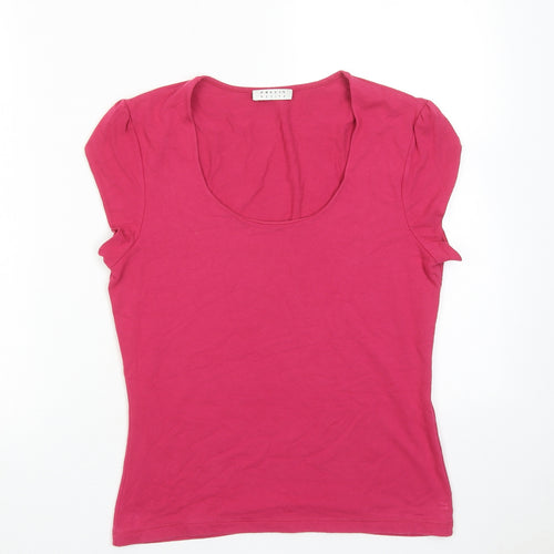 Precis Womens Pink Viscose Basic T-Shirt Size S Scoop Neck