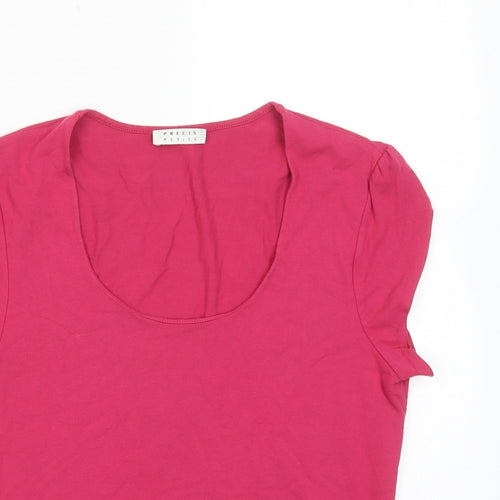 Precis Womens Pink Viscose Basic T-Shirt Size S Scoop Neck