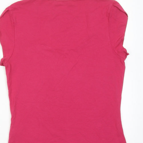 Precis Womens Pink Viscose Basic T-Shirt Size S Scoop Neck