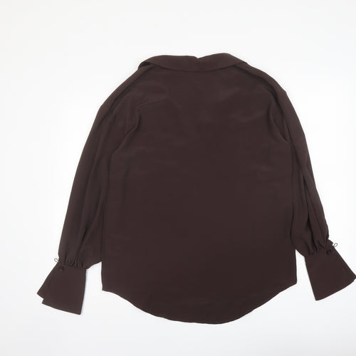 ASOS Womens Brown Polyester Basic Button-Up Size 8 Collared