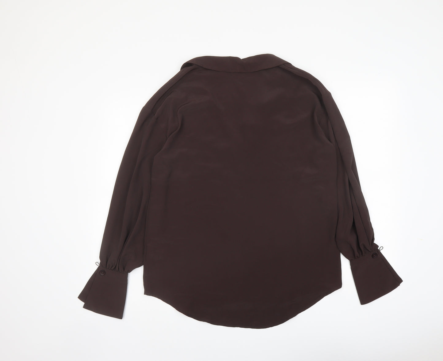 ASOS Womens Brown Polyester Basic Button-Up Size 8 Collared
