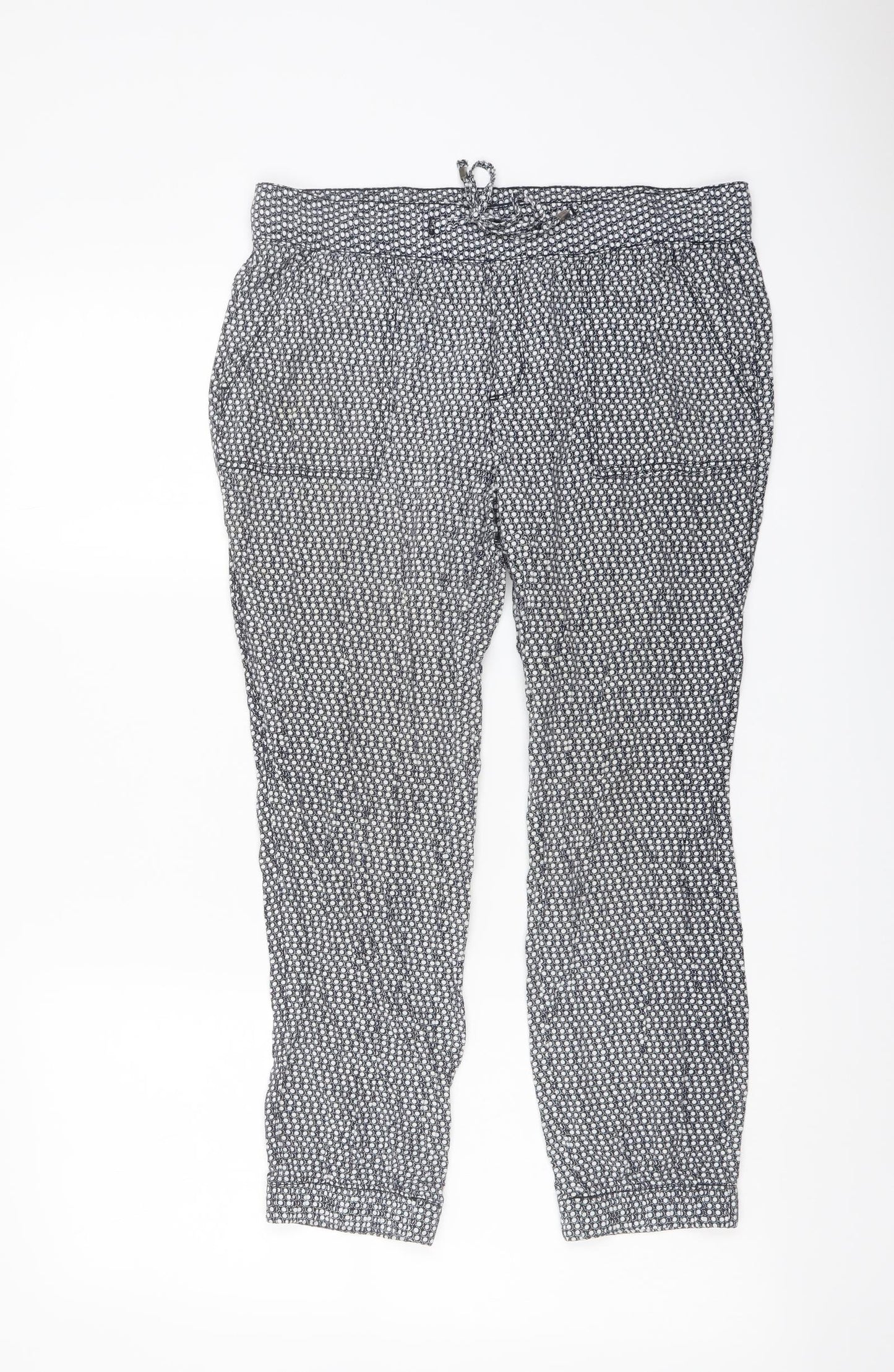 Gap Womens Blue Geometric Viscose Trousers Size S L23 in Regular Drawstring