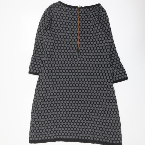 Great Plains Womens Grey Geometric Cotton Jumper Dress Size M Round Neck Zip