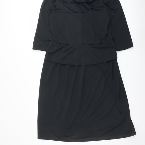 C&A Womens Black Polyester A-Line Size 12 Cowl Neck Pullover