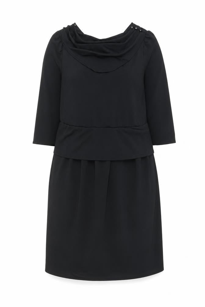 Front view of C&A women’s black polyester a-line, size UK 12, cowl neck pullover