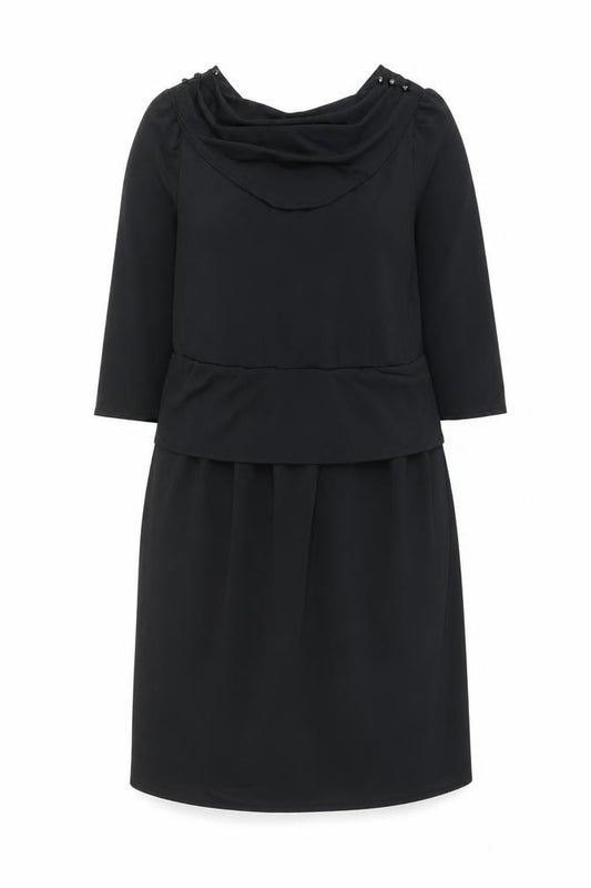 Front view of C&A women’s black polyester a-line, size UK 12, cowl neck pullover