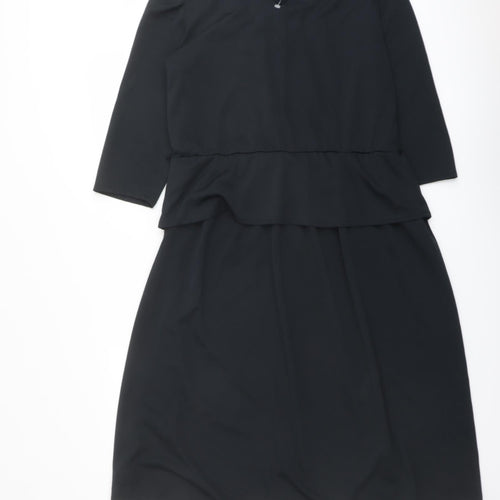 C&A Womens Black Polyester A-Line Size 12 Cowl Neck Pullover