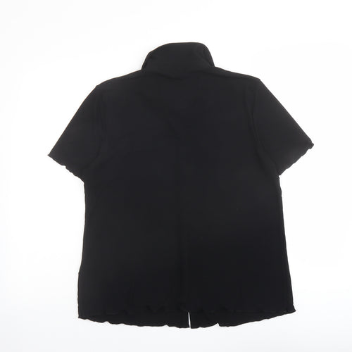 NEXT Womens Black Polyester Basic Button-Up Size 14 Collared