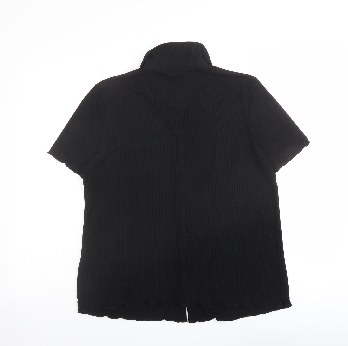NEXT Womens Black Polyester Basic Button-Up Size 14 Collared