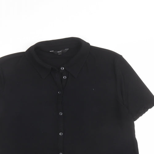 NEXT Womens Black Polyester Basic Button-Up Size 14 Collared