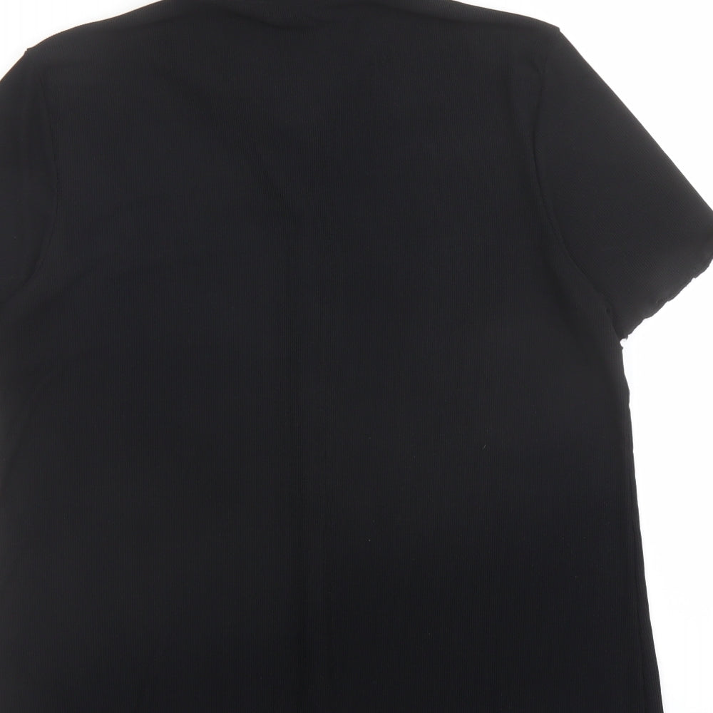 NEXT Womens Black Polyester Basic Button-Up Size 14 Collared