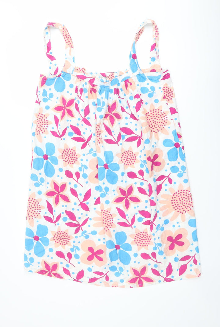 Kushi Womens Multicoloured Geometric Cotton Tank Dress Size 10 Round Neck Pullover